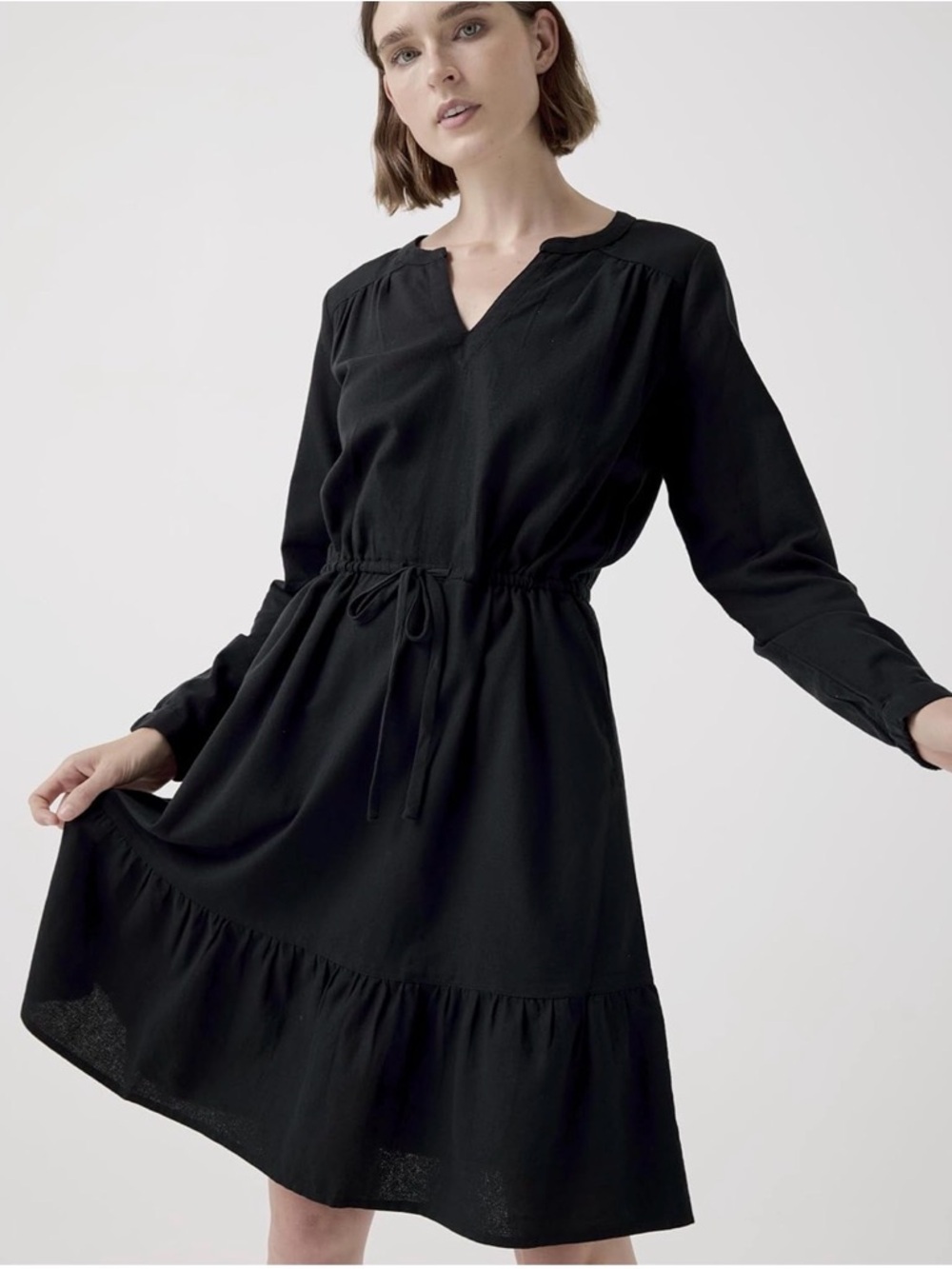 Pact Organic Cotton Women's Light Tiered Dress Black Size Small Natural Fiber